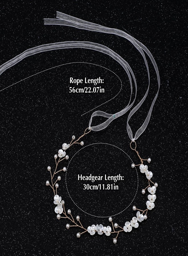 MBAIYO 2Pcs Flower Girl Hair Accessory, Pearl Flower Girl Headpiece Adjustable Wedding Headband Head Crown for Women Girls Wedding Birthday Party First Communion - Image 5